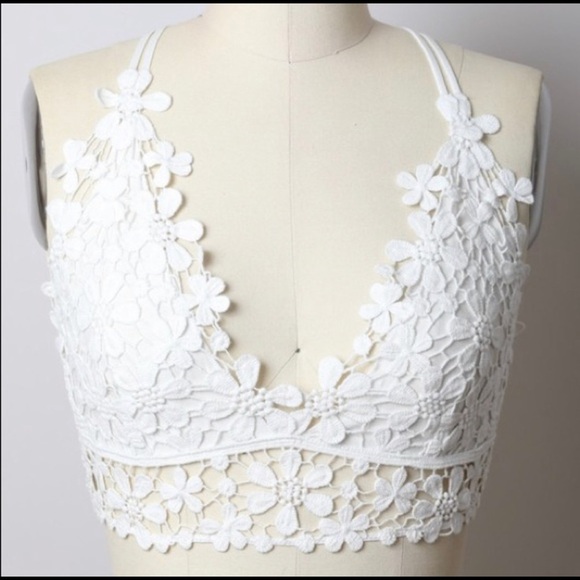 FLORAL LACE BRALETTE-WHITE - Picture 4 of 6